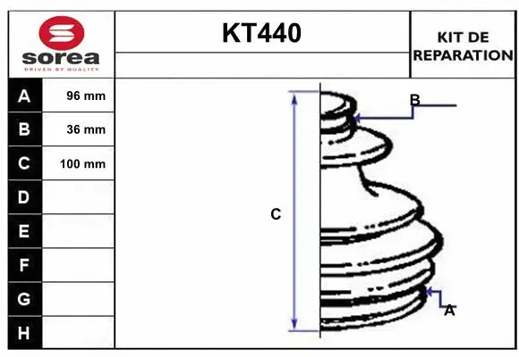 Bellow Kit, drive shaft (KT440)