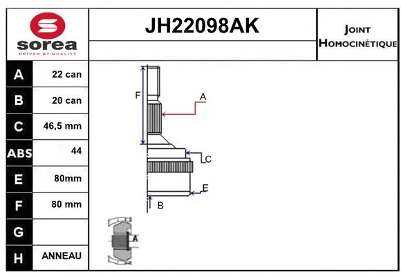 Joint Kit, drive shaft (JH22098AK)