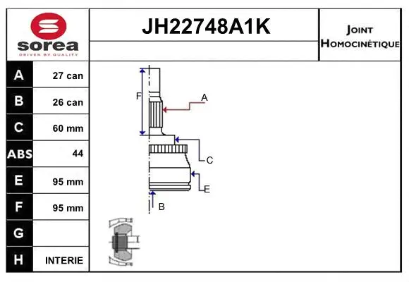 Joint Kit, drive shaft (JH22748A1K)