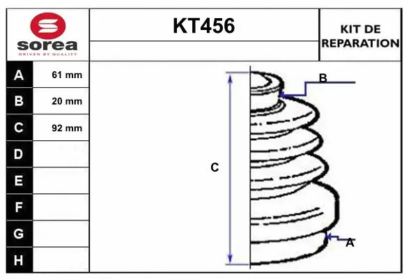 Bellow Kit, drive shaft (KT456)