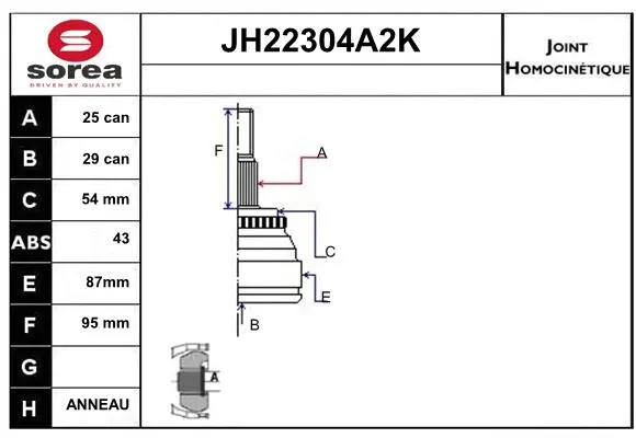 Joint Kit, drive shaft (JH22304A2K)