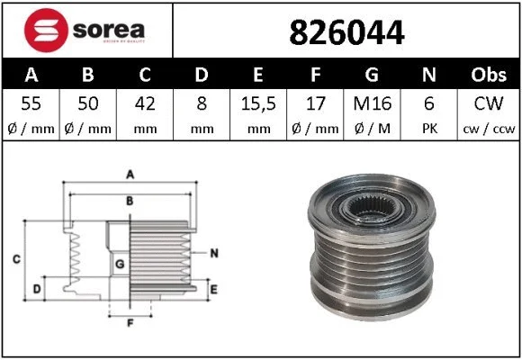 Alternator Freewheel Clutch (826044)