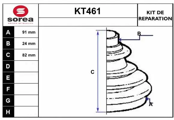 Bellow Kit, drive shaft (KT461)