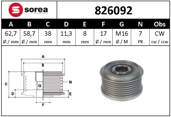 Alternator Freewheel Clutch (826092)