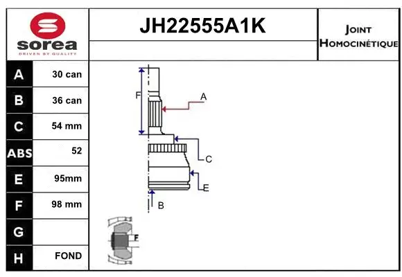 Joint Kit, drive shaft (JH22555A1K)
