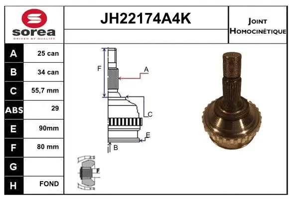 Joint Kit, drive shaft (JH22174A4K)