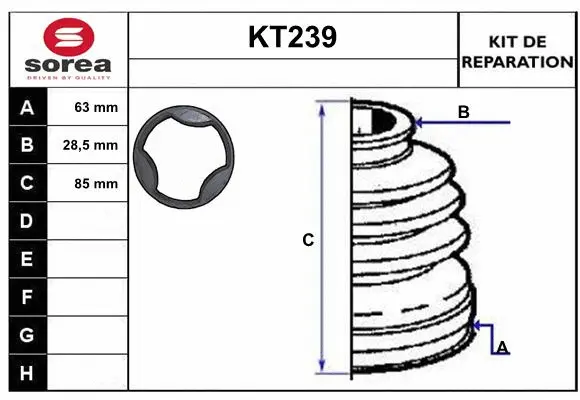 Bellow Kit, drive shaft (KT239)