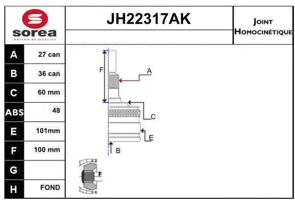 Joint Kit, drive shaft (JH22317AK)