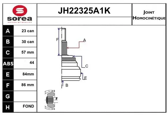 Joint Kit, drive shaft (JH22325A1K)