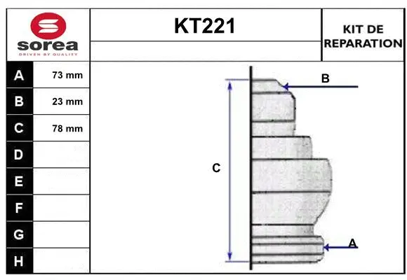 Bellow Kit, drive shaft (KT221)