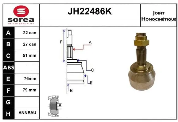 Joint Kit, drive shaft (JH22486K)