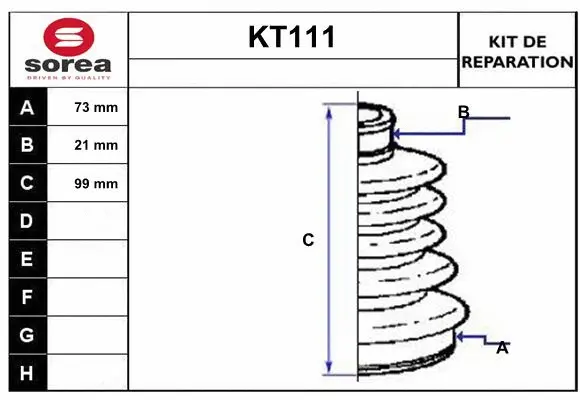 Bellow Kit, drive shaft (KT111)