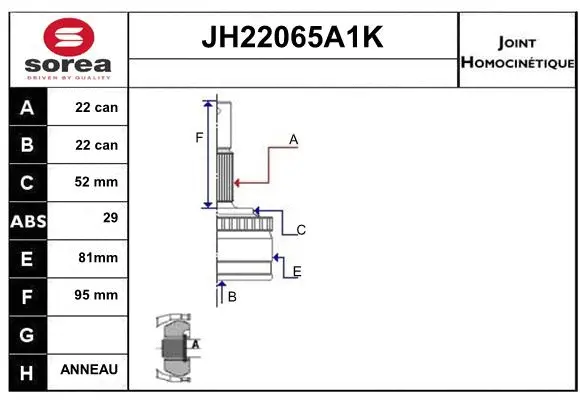 Joint Kit, drive shaft (JH22065A1K)
