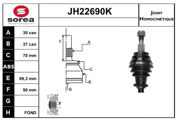 Joint Kit, drive shaft (JH22690K)