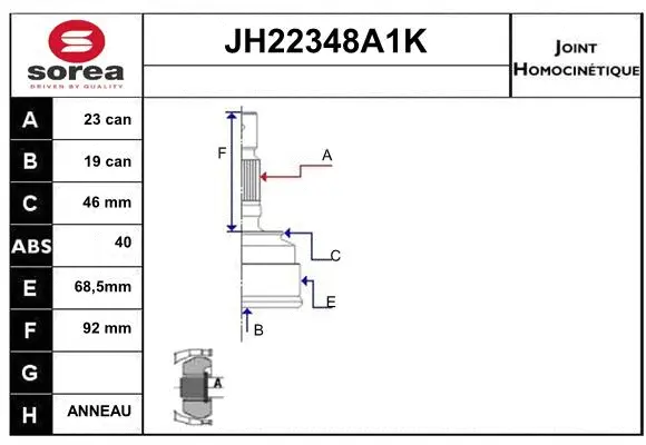 Joint Kit, drive shaft (JH22348A1K)