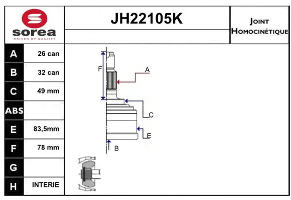 Joint Kit, drive shaft (JH22105K)