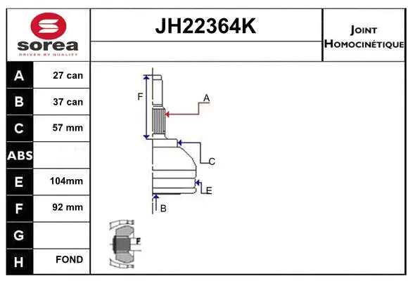 Joint Kit, drive shaft (JH22364K)