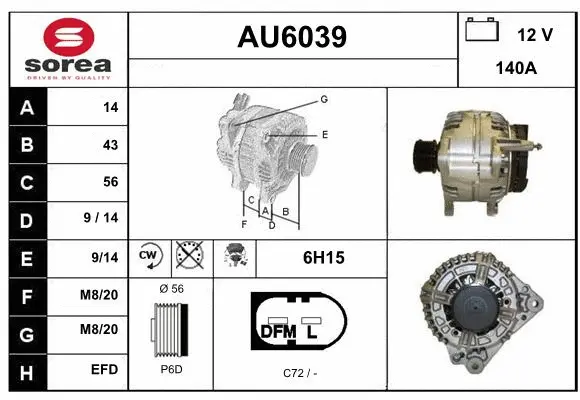 Alternator (AU6039)