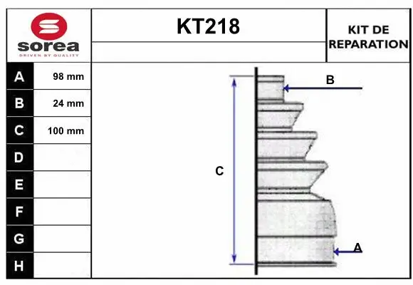 Bellow Kit, drive shaft (KT218)