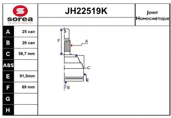 Joint Kit, drive shaft (JH22519K)
