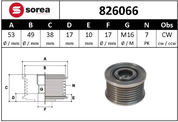 Alternator Freewheel Clutch (826066)