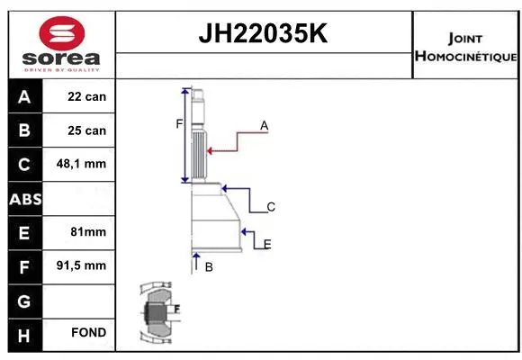 Joint Kit, drive shaft (JH22035K)