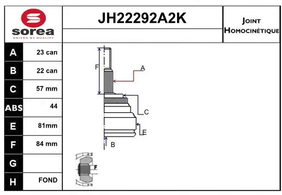 Joint Kit, drive shaft (JH22292A2K)