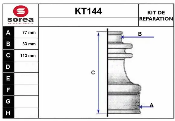 Bellow Kit, drive shaft (KT144)