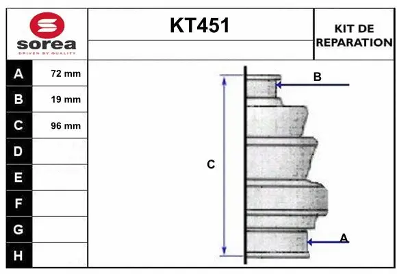 Bellow Kit, drive shaft (KT451)