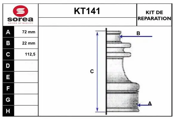 Bellow Kit, drive shaft (KT141)