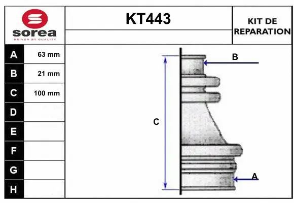 Bellow Kit, drive shaft (KT443)