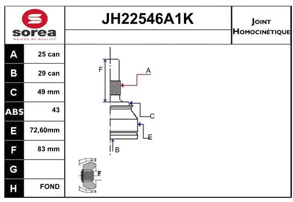 Joint Kit, drive shaft (JH22546A1K)