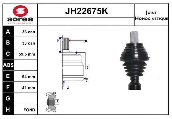 Joint Kit, drive shaft (JH22675K)