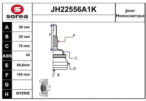 Joint Kit, drive shaft (JH22556A1K)