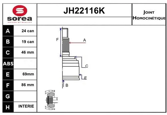Joint Kit, drive shaft (JH22116K)