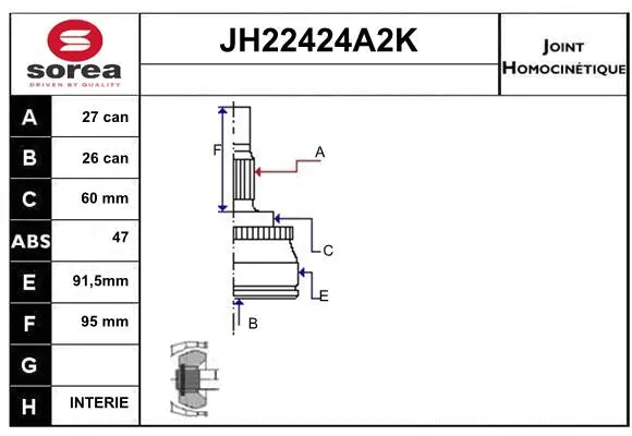 Joint Kit, drive shaft (JH22424A2K)