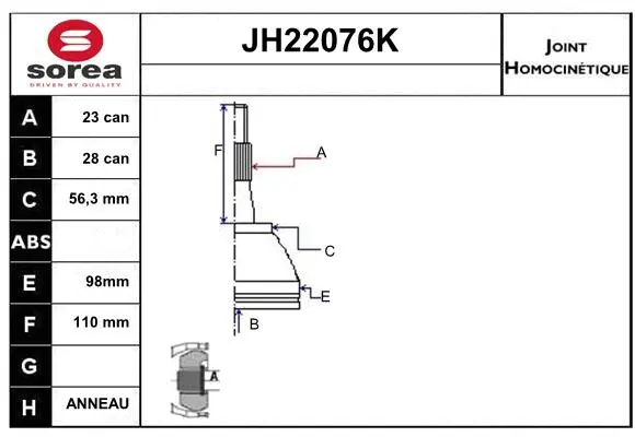 Joint Kit, drive shaft (JH22076K)