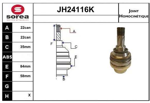 Joint Kit, drive shaft (JH24116K)