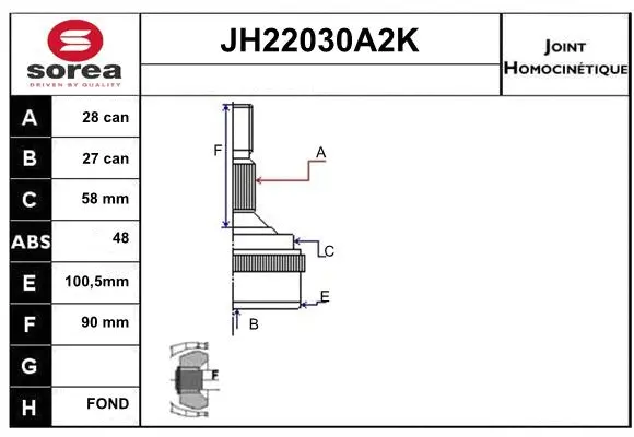 Joint Kit, drive shaft (JH22030A2K)