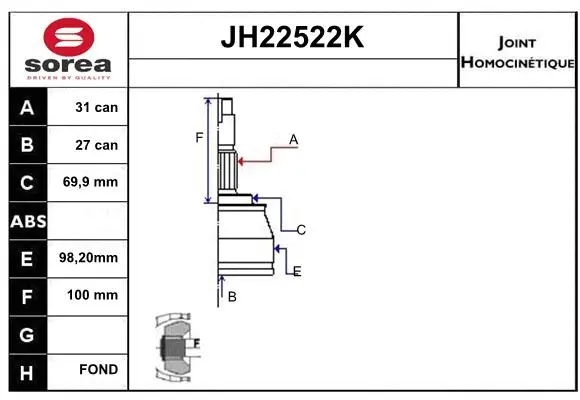 Joint Kit, drive shaft (JH22522K)
