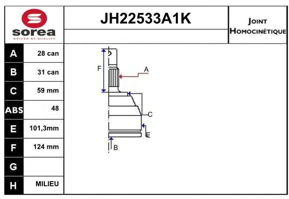 Joint Kit, drive shaft (JH22533A1K)