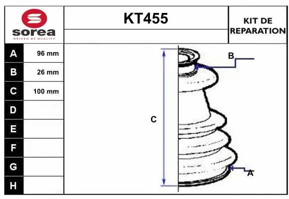 Bellow Kit, drive shaft (KT455)