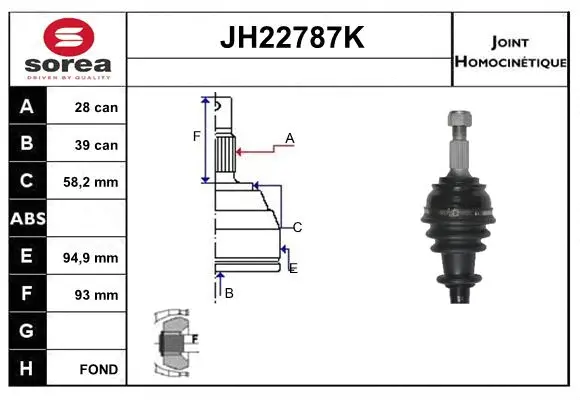 Joint Kit, drive shaft (JH22787K)