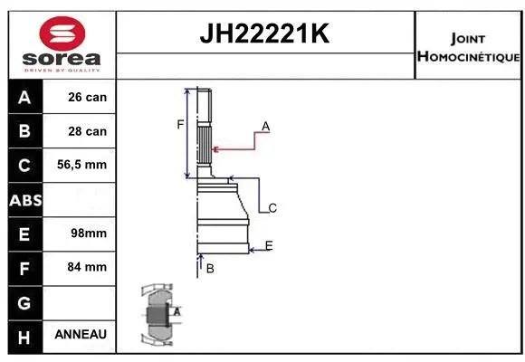 Joint Kit, drive shaft (JH22221K)
