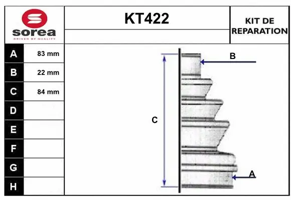 Bellow Kit, drive shaft (KT422)