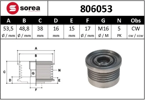 Alternator Freewheel Clutch (806053)