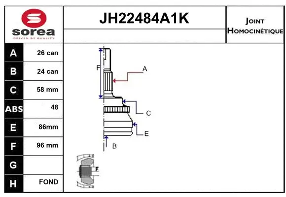 Joint Kit, drive shaft (JH22484A1K)