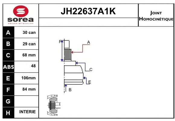 Joint Kit, drive shaft (JH22637A1K)