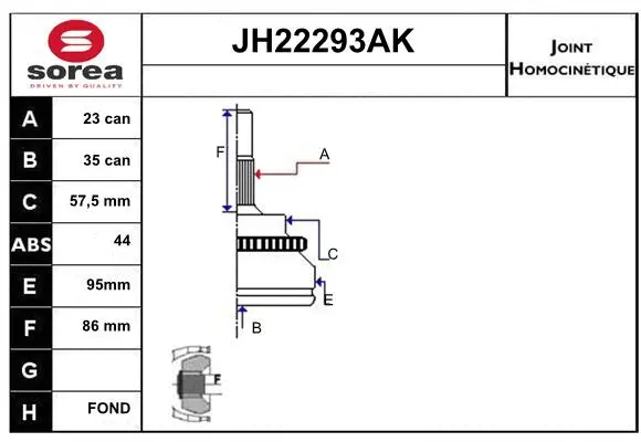 Joint Kit, drive shaft (JH22293AK)