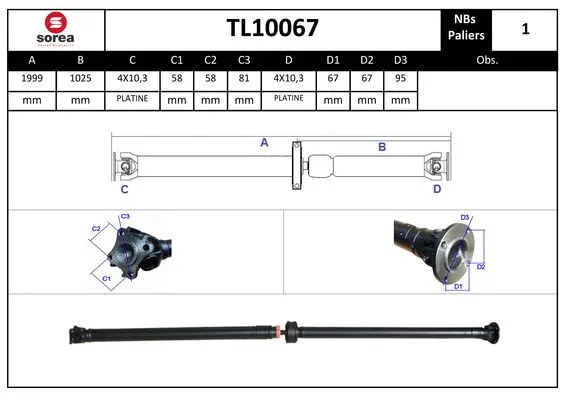 Propshaft, axle drive (TL10067)